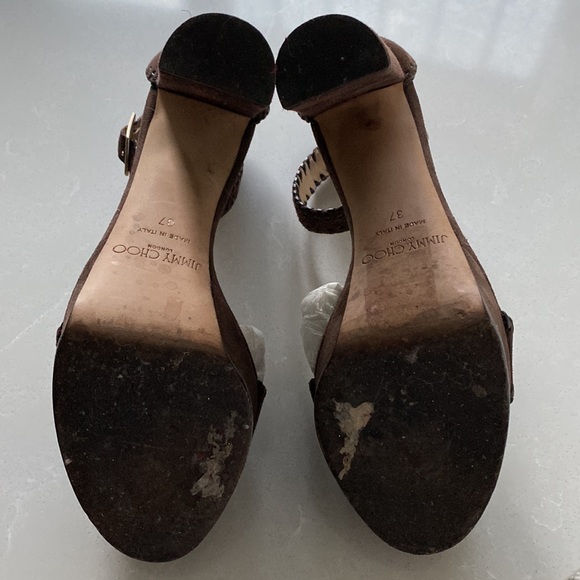 Jimmy Choo Holly Sandal in Brown Suede - Picture 2 of 8